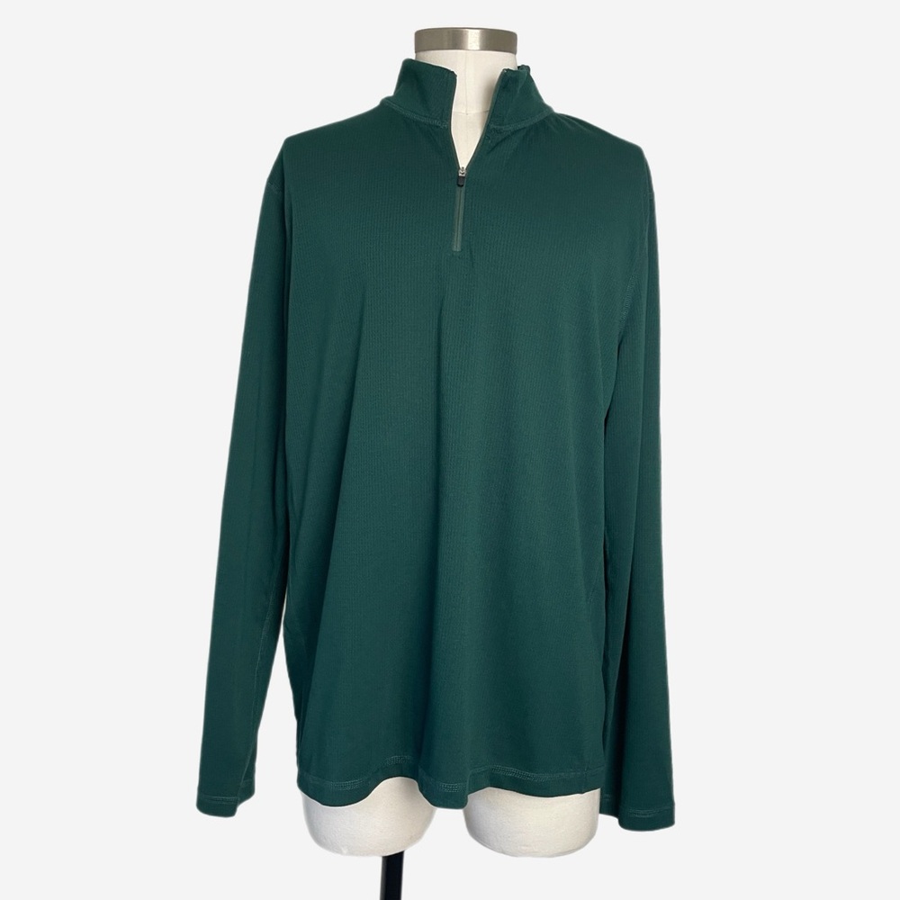Jcrew Factory Men’s Green Performance half-zip lightweight pullover sweater L/XL